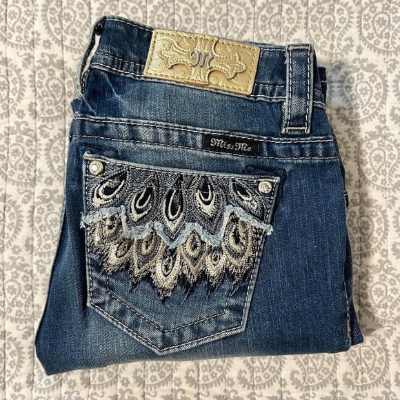 Miss Me Feathers of Paradise Bootcut Jeans Sz25 - Picture 1 of 8